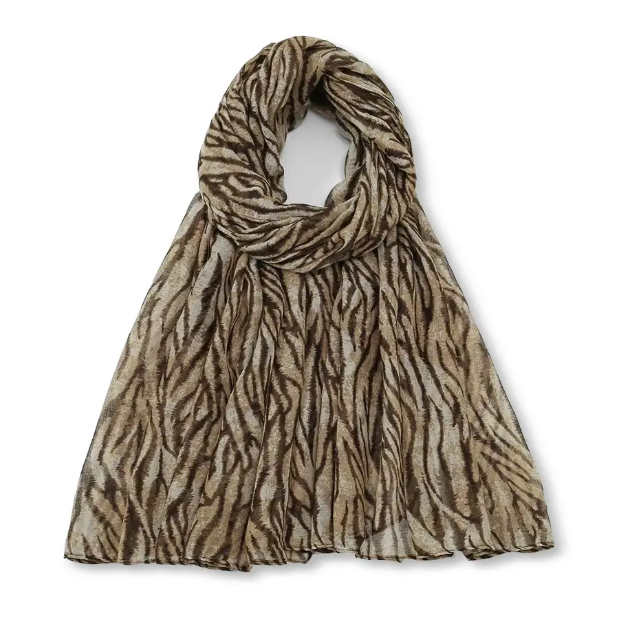 Women's Zebra Print Silk Scarf Travel Photo - Image 4