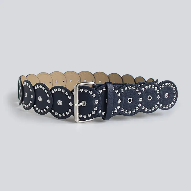 Black Heavy Rivet Belt for Women - Image 3
