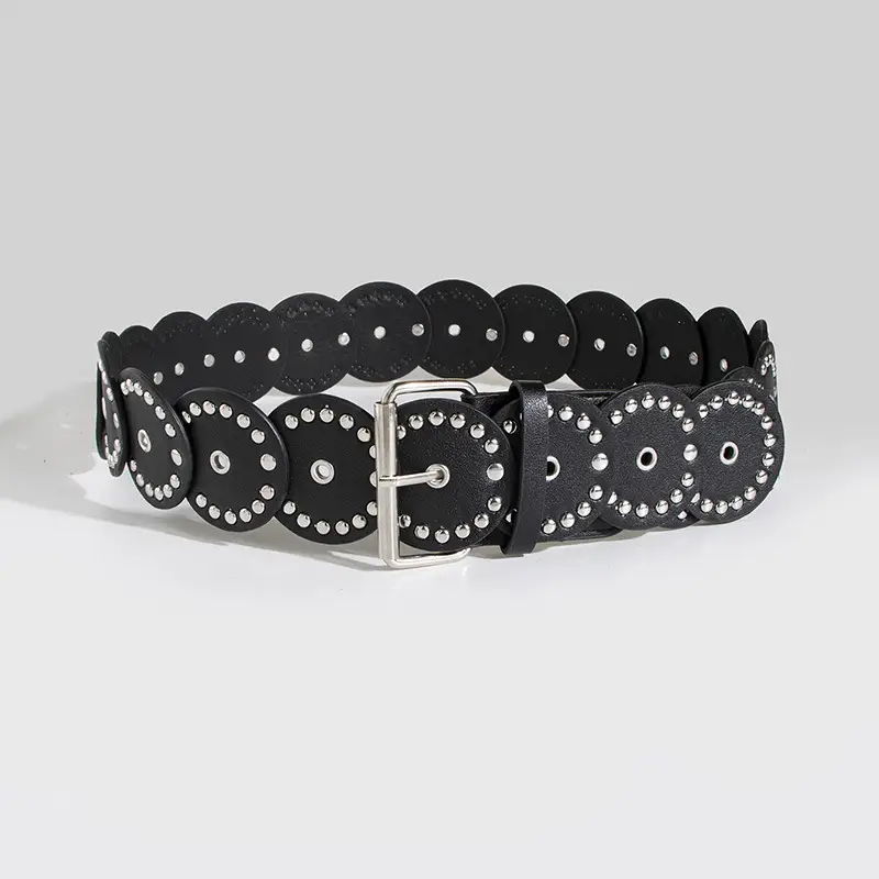 Black Heavy Rivet Belt for Women - Image 6