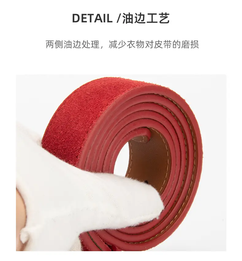 Women Retro Frosted Leather Belt with Gold Pin Buckle — feature 7