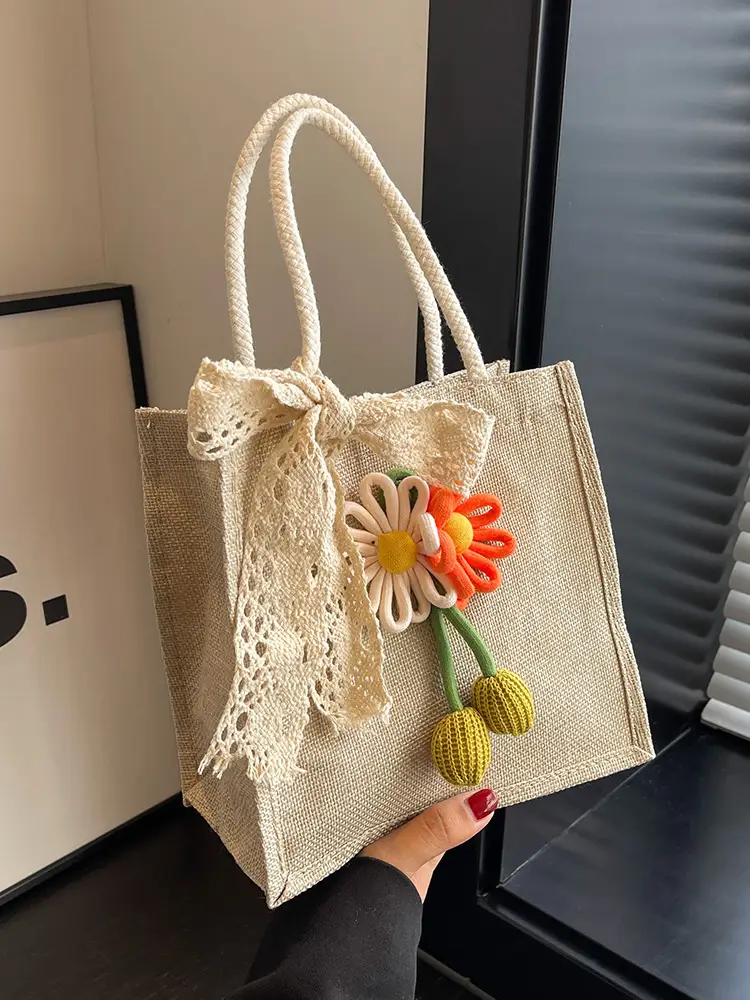 Korean Style Women's Mori Artistic Shoulder Bag with Lace - Image 10