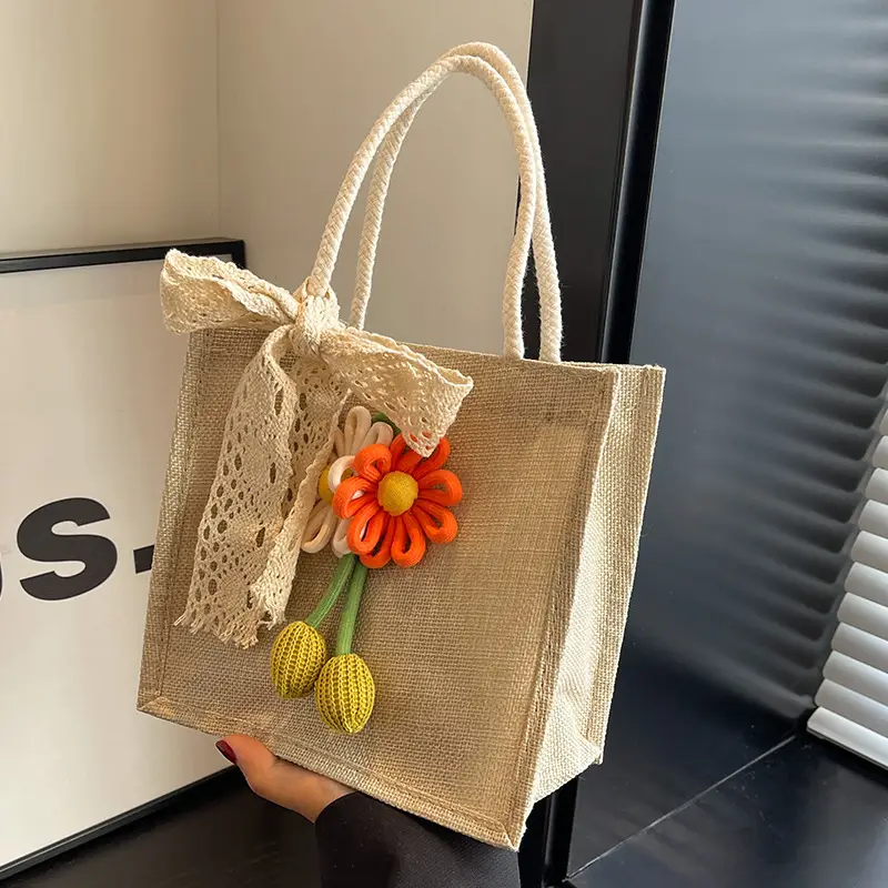 Korean Style Women's Mori Artistic Shoulder Bag with Lace - Image 2