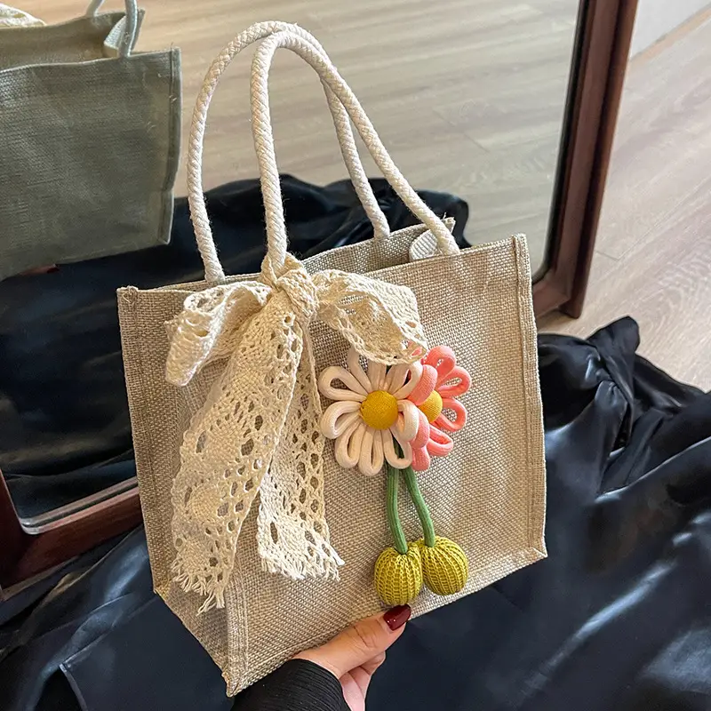 Korean Style Women's Mori Artistic Shoulder Bag with Lace - Image 3