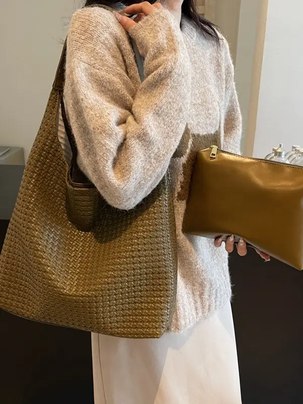 Women's Large Capacity Woven Tote Bag Summer 2024 - Image 9