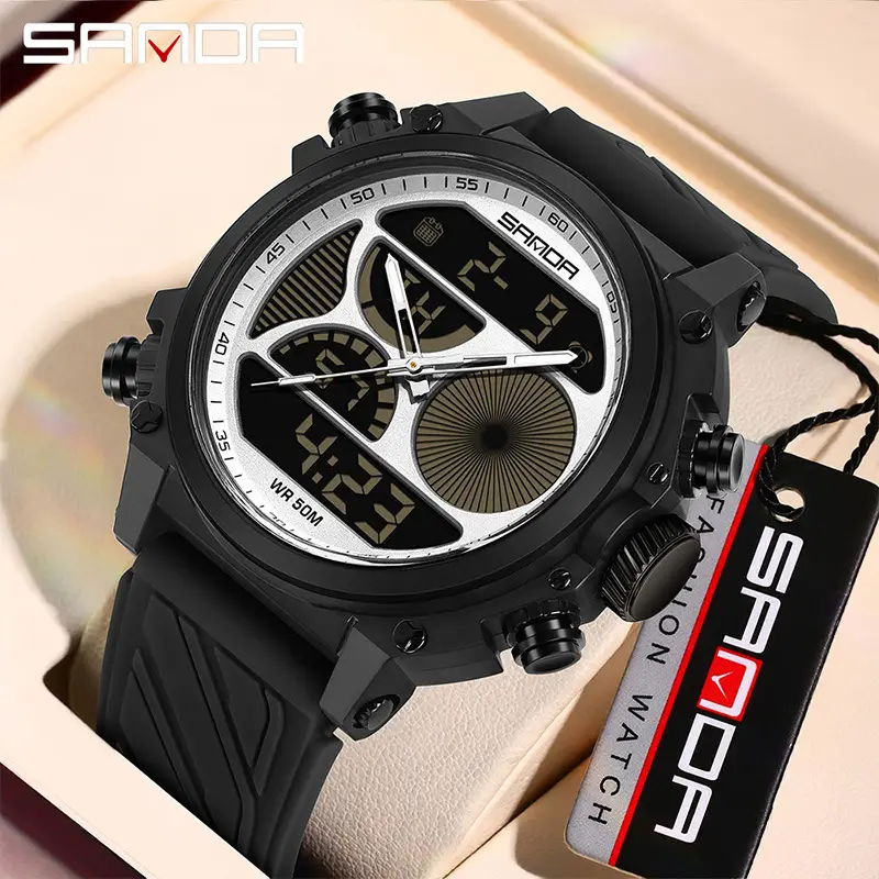 Sanda Men's Blue Digital Sports Watch with 4.5" Dial - Image 7