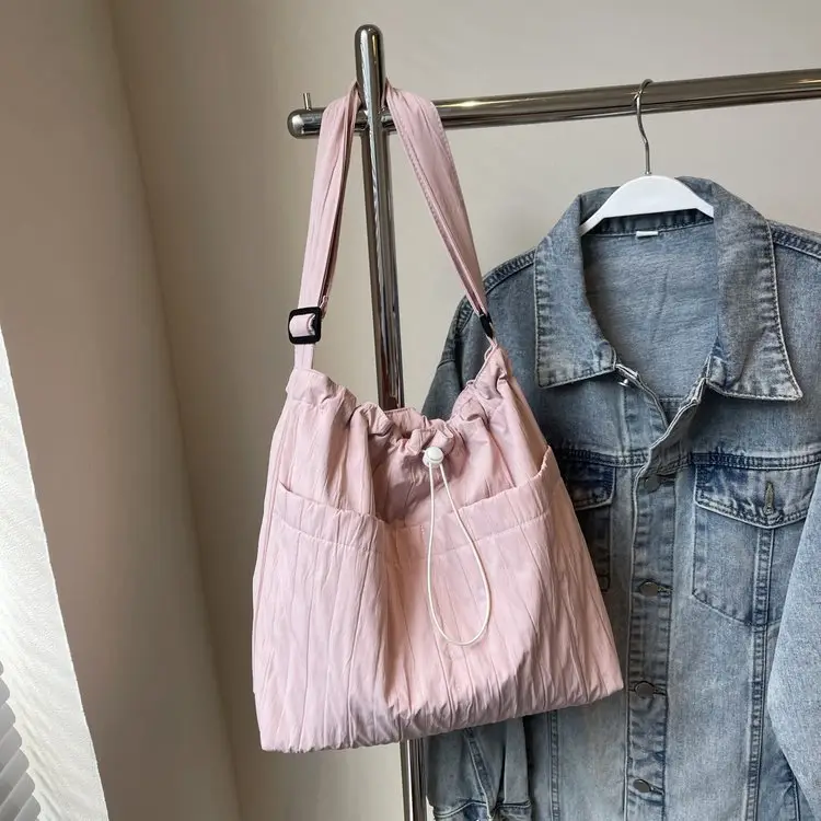 Korean Style Lazy Crossbody Bag Brown Cotton Women