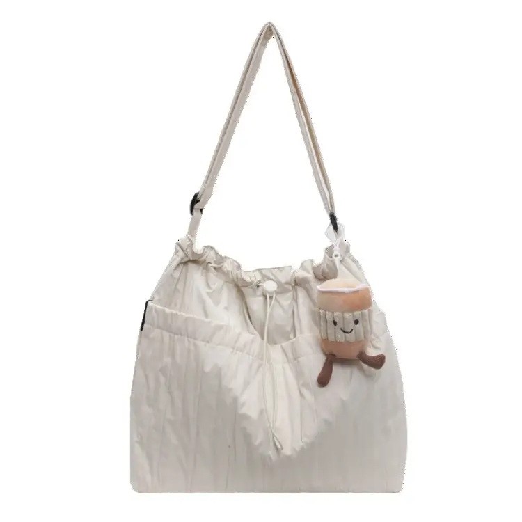 Korean Style Lazy Crossbody Bag Brown Cotton Women