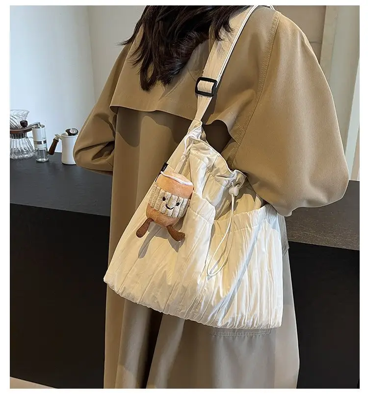 Korean Style Lazy Crossbody Bag Brown Cotton Women — feature 1