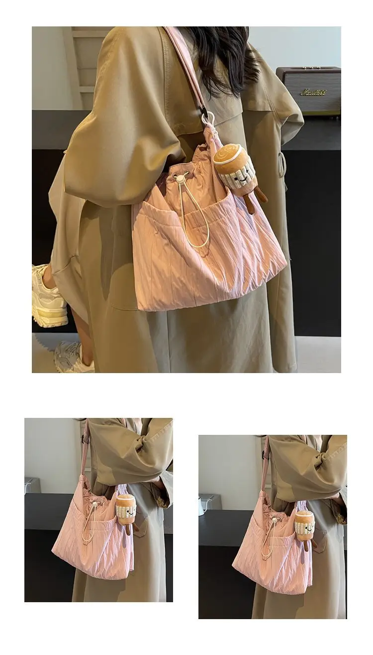 Korean Style Lazy Crossbody Bag Brown Cotton Women — feature 12