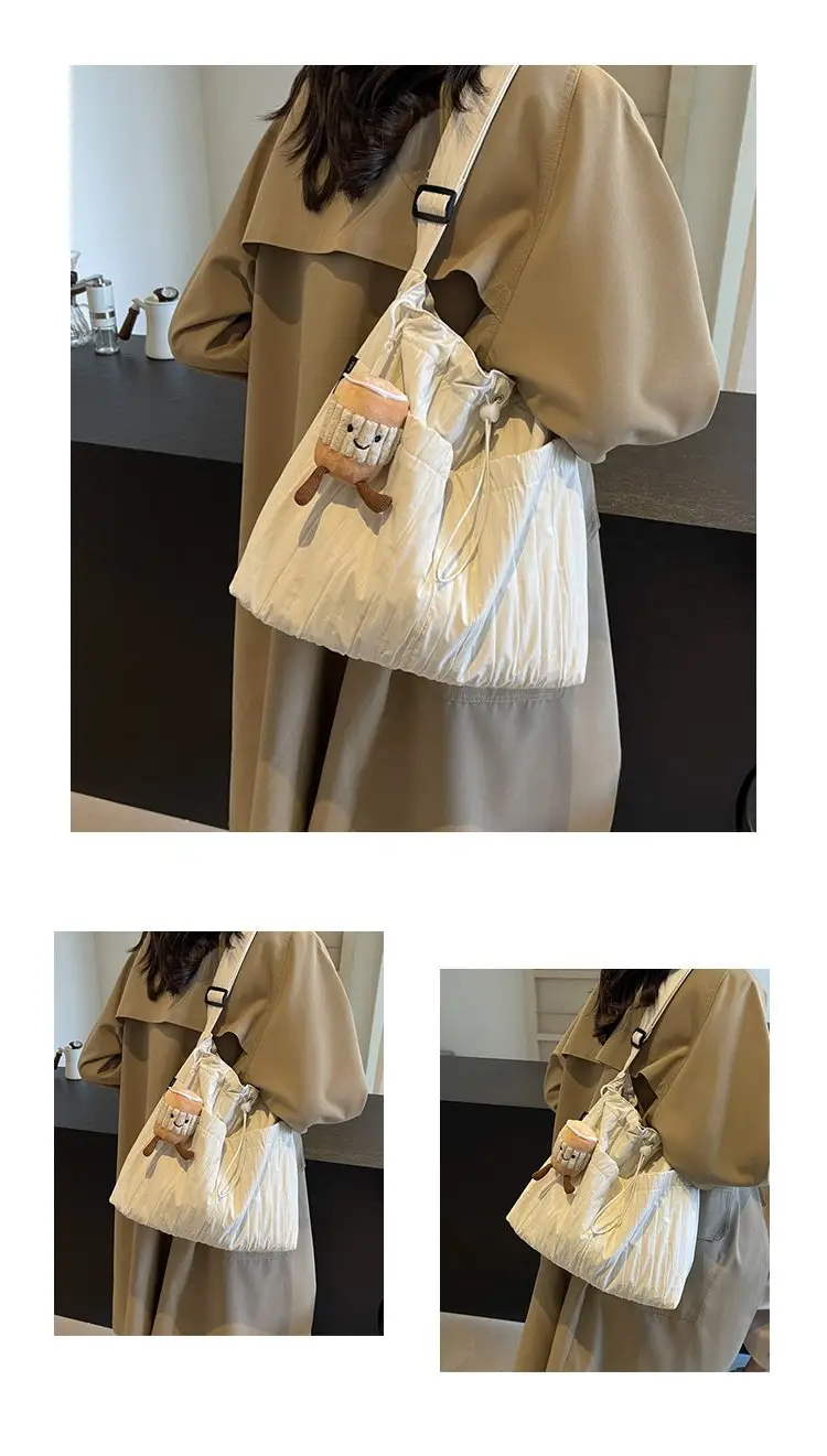 Korean Style Lazy Crossbody Bag Brown Cotton Women — feature 13