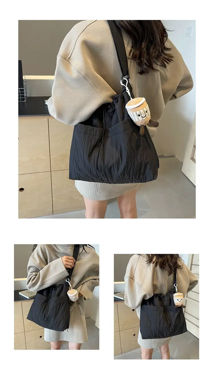 Korean Style Lazy Crossbody Bag Brown Cotton Women — feature 14