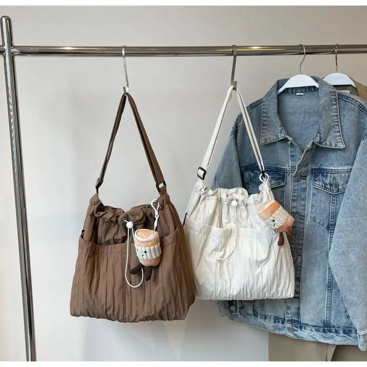 Korean Style Lazy Crossbody Bag Brown Cotton Women — feature 16