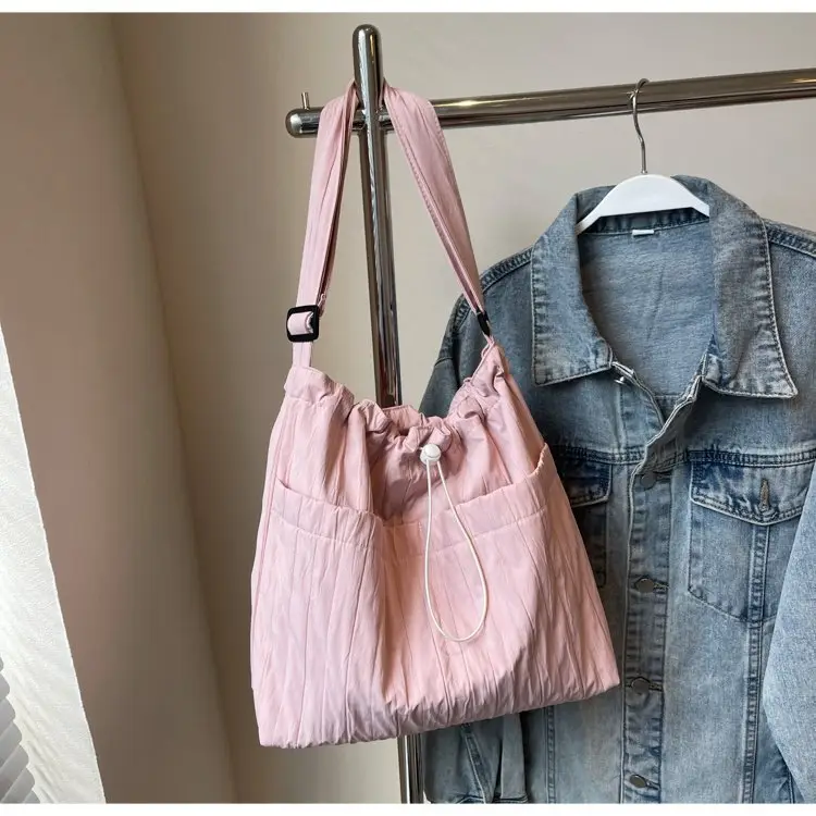 Korean Style Lazy Crossbody Bag Brown Cotton Women — feature 19