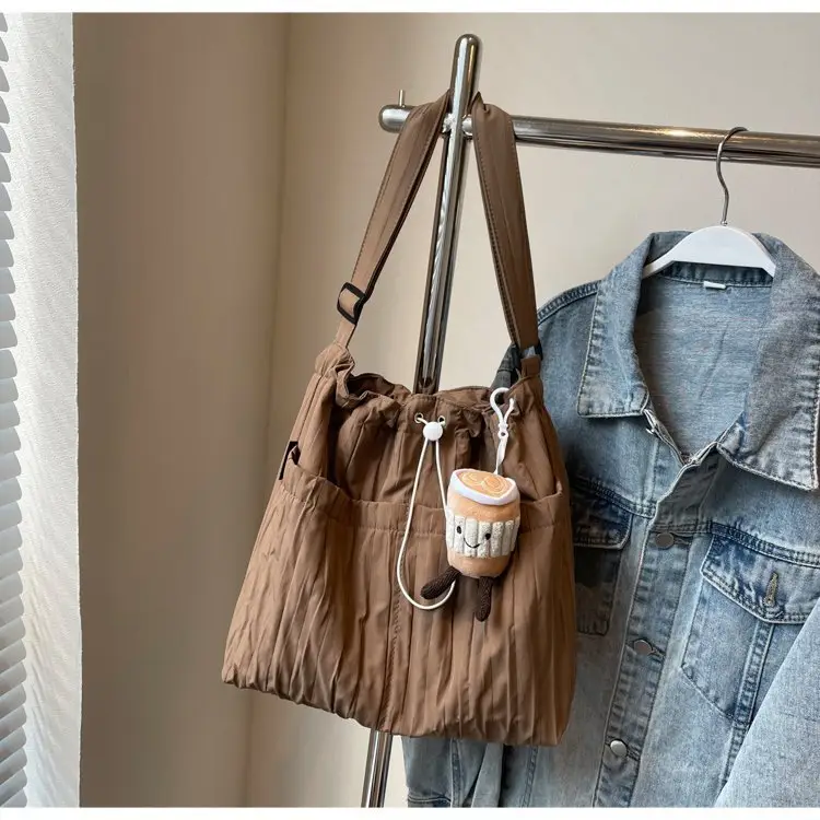 Korean Style Lazy Crossbody Bag Brown Cotton Women — feature 22