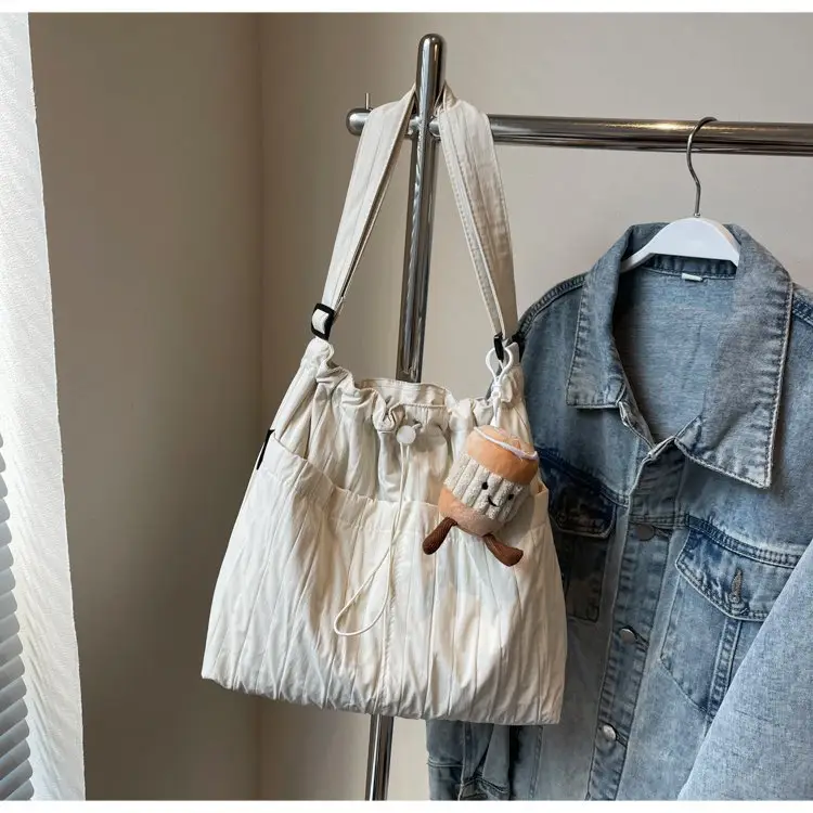 Korean Style Lazy Crossbody Bag Brown Cotton Women — feature 23