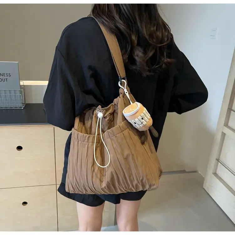Korean Style Lazy Crossbody Bag Brown Cotton Women — feature 28
