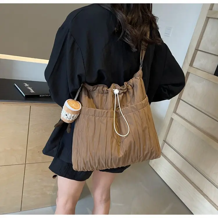 Korean Style Lazy Crossbody Bag Brown Cotton Women — feature 30