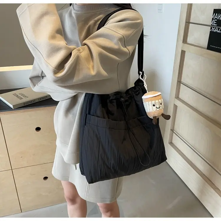 Korean Style Lazy Crossbody Bag Brown Cotton Women — feature 31