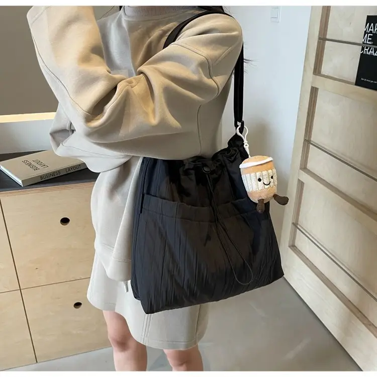 Korean Style Lazy Crossbody Bag Brown Cotton Women — feature 32