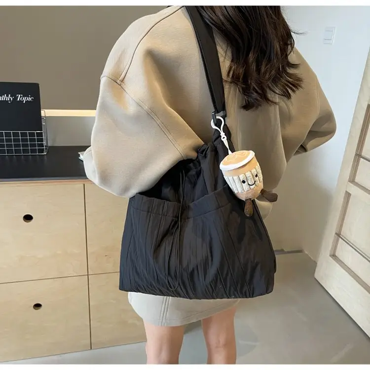 Korean Style Lazy Crossbody Bag Brown Cotton Women — feature 33