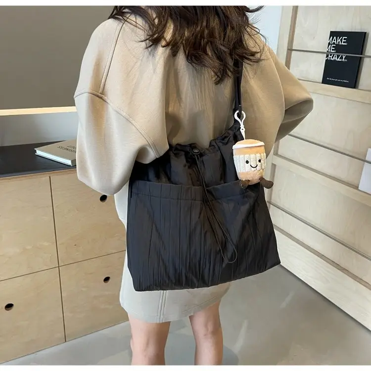 Korean Style Lazy Crossbody Bag Brown Cotton Women — feature 34
