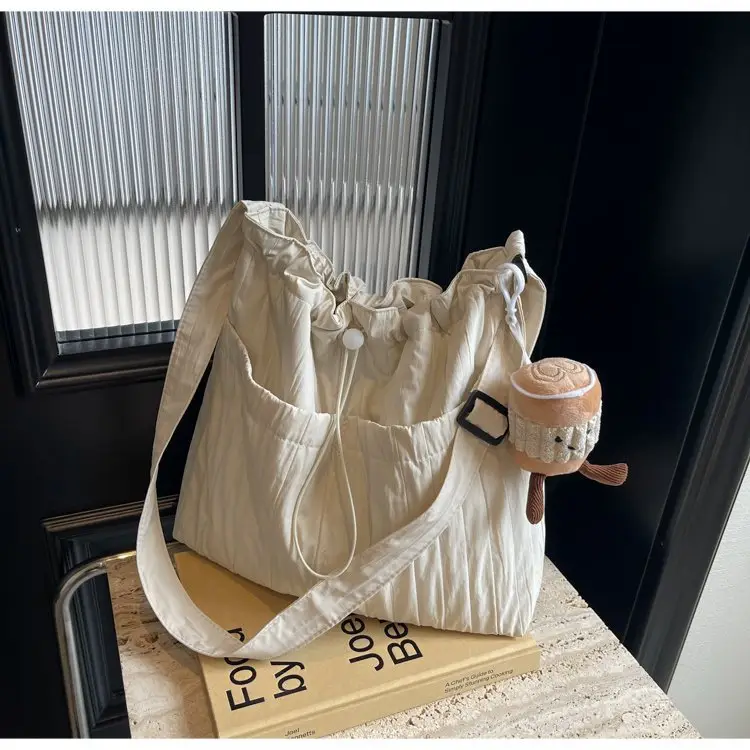Korean Style Lazy Crossbody Bag Brown Cotton Women — feature 36