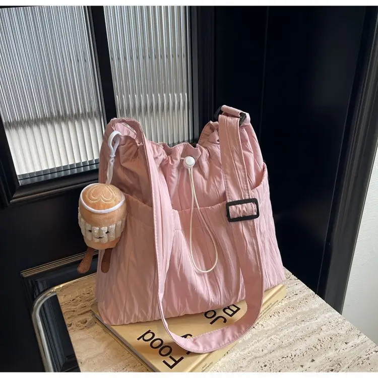 Korean Style Lazy Crossbody Bag Brown Cotton Women — feature 37