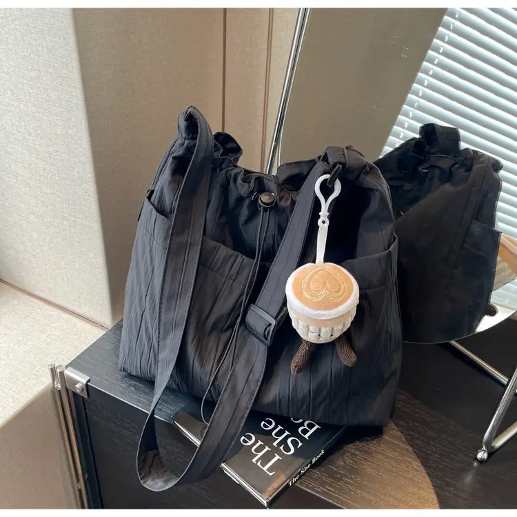 Korean Style Lazy Crossbody Bag Brown Cotton Women — feature 39