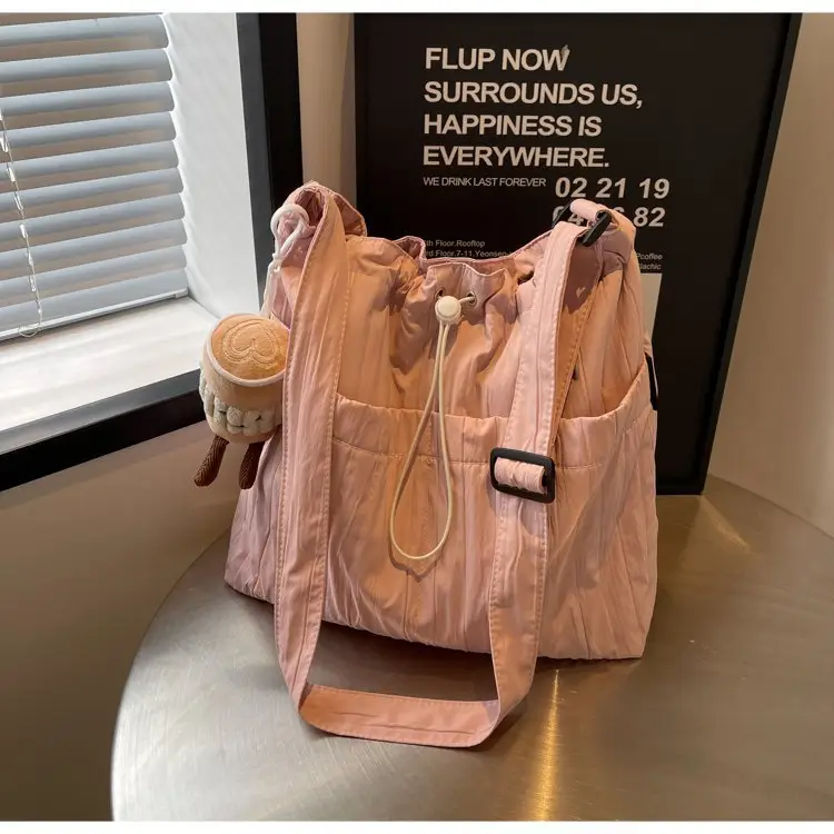 Korean Style Lazy Crossbody Bag Brown Cotton Women — feature 41