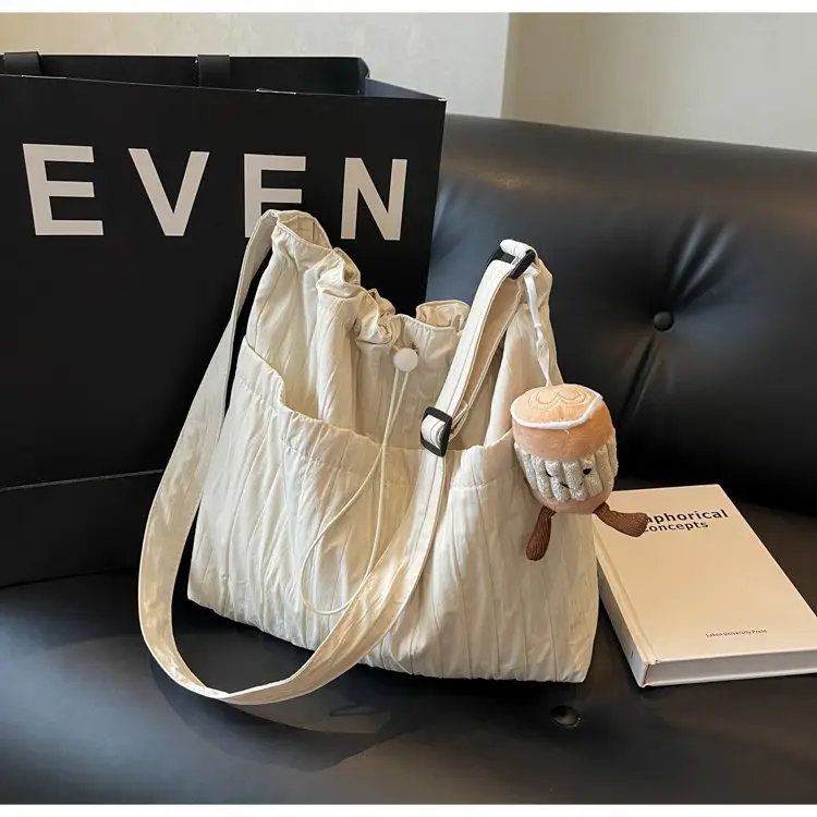 Korean Style Lazy Crossbody Bag Brown Cotton Women — feature 42