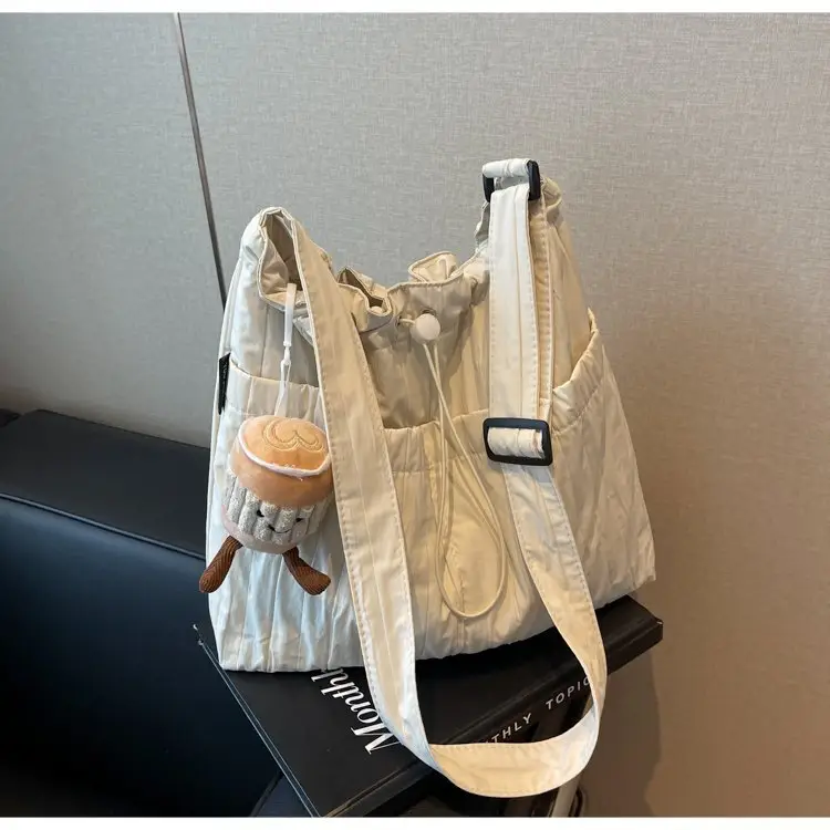 Korean Style Lazy Crossbody Bag Brown Cotton Women — feature 43