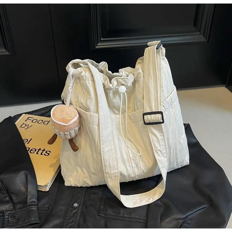 Korean Style Lazy Crossbody Bag Brown Cotton Women — feature 45