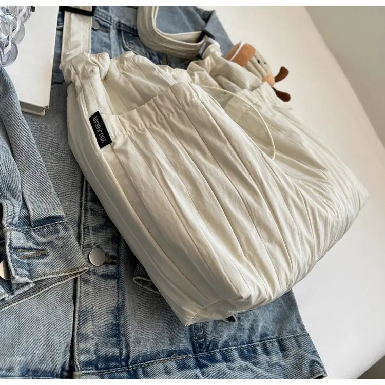 Korean Style Lazy Crossbody Bag Brown Cotton Women — feature 49