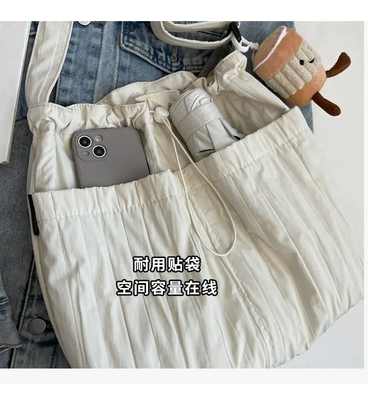 Korean Style Lazy Crossbody Bag Brown Cotton Women — feature 5