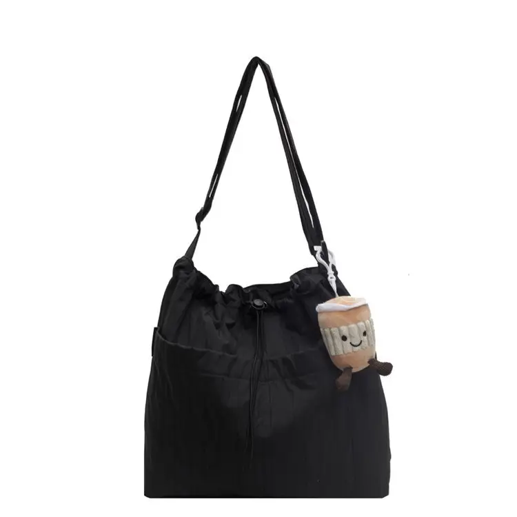 Korean Style Lazy Crossbody Bag Brown Cotton Women