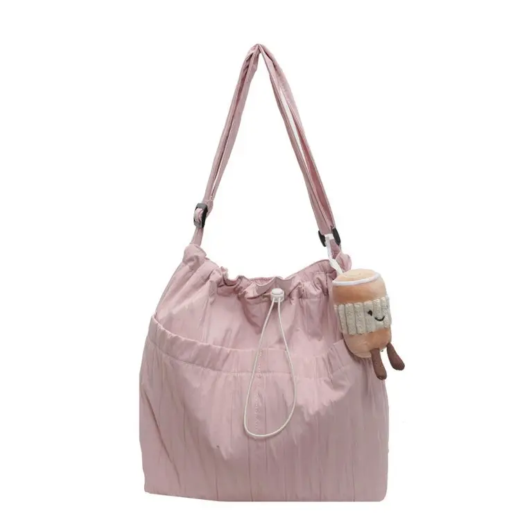 Korean Style Lazy Crossbody Bag Brown Cotton Women