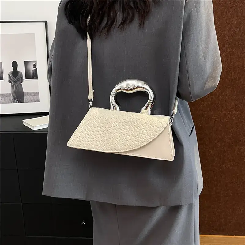 Women's Black Croc Leather Shoulder Bag 2024 New - Image 9