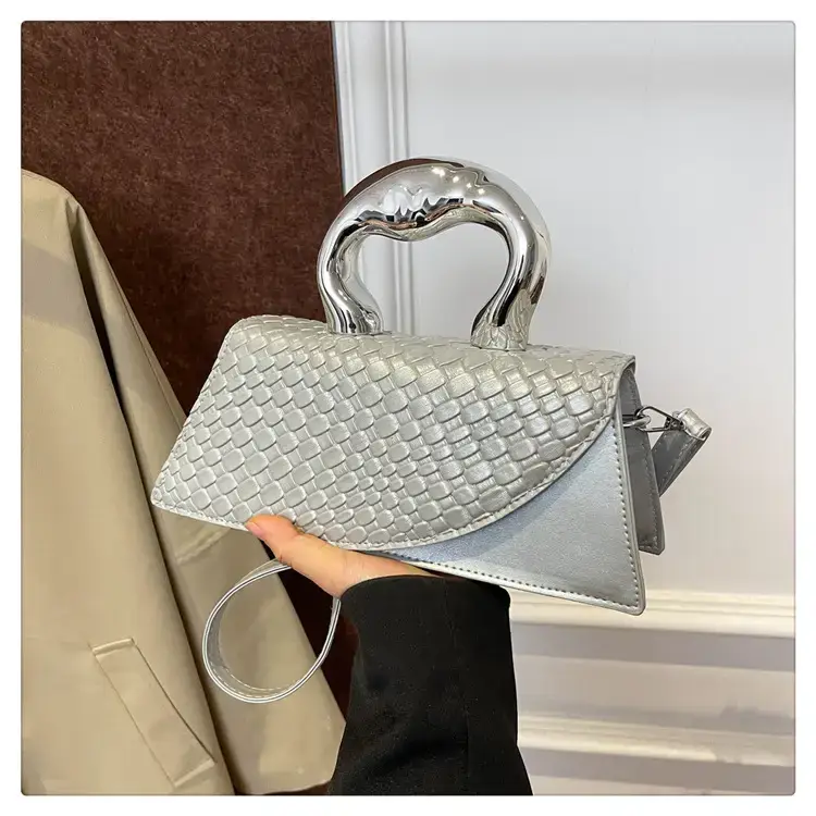 Women's Black Croc Leather Shoulder Bag 2024 New - Image 4