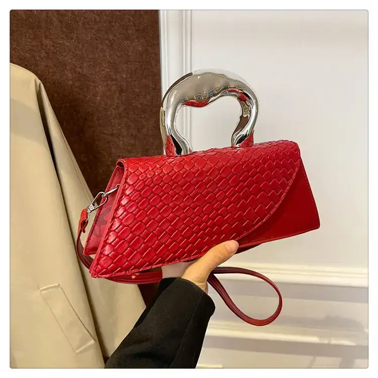Women's Black Croc Leather Shoulder Bag 2024 New - Image 6