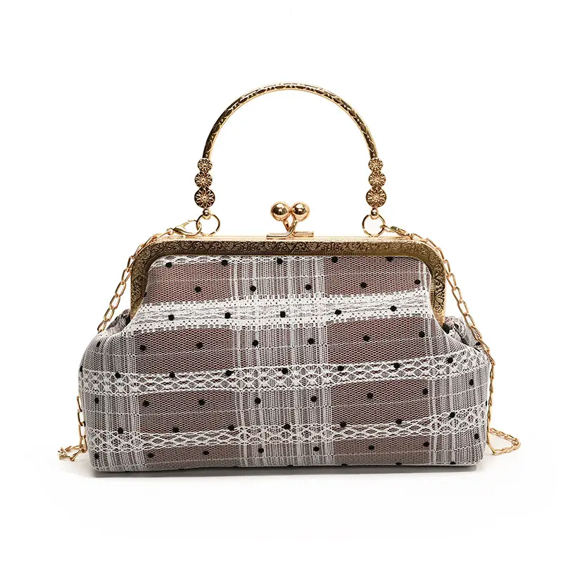 White Polka Dot Chain Crossbody Bag for Women