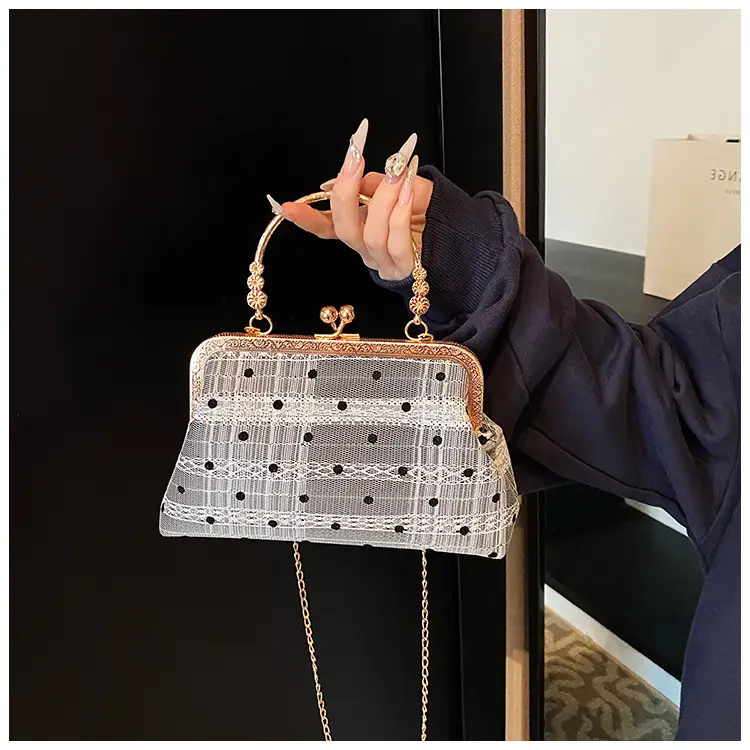 White Polka Dot Chain Crossbody Bag for Women — feature 12