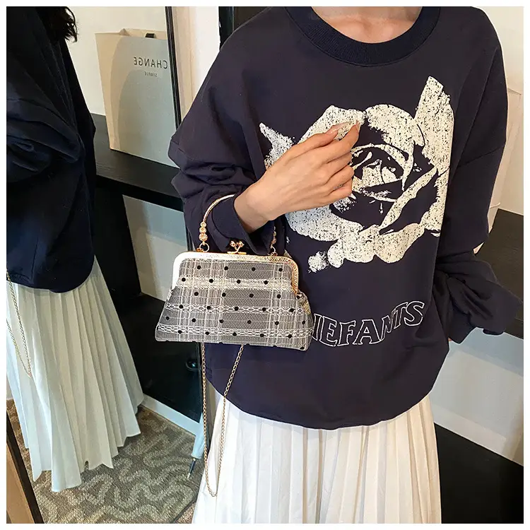 White Polka Dot Chain Crossbody Bag for Women — feature 13