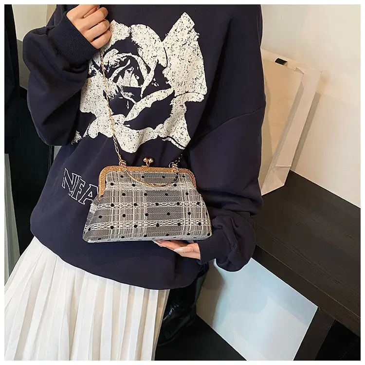 White Polka Dot Chain Crossbody Bag for Women — feature 15