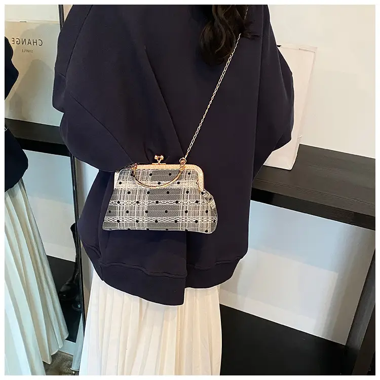 White Polka Dot Chain Crossbody Bag for Women — feature 17