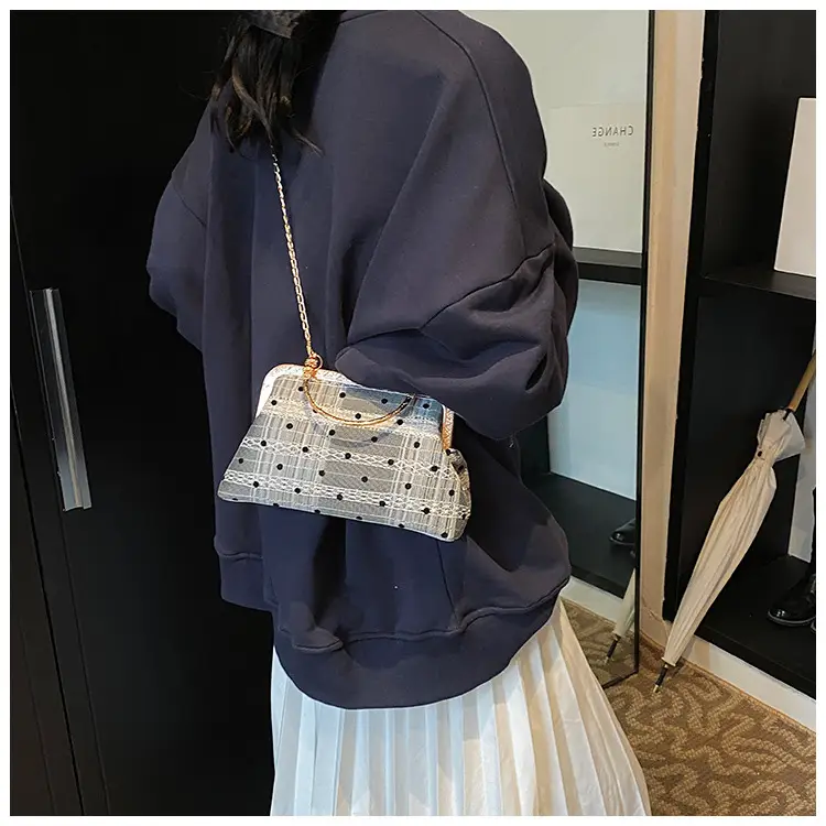White Polka Dot Chain Crossbody Bag for Women — feature 18
