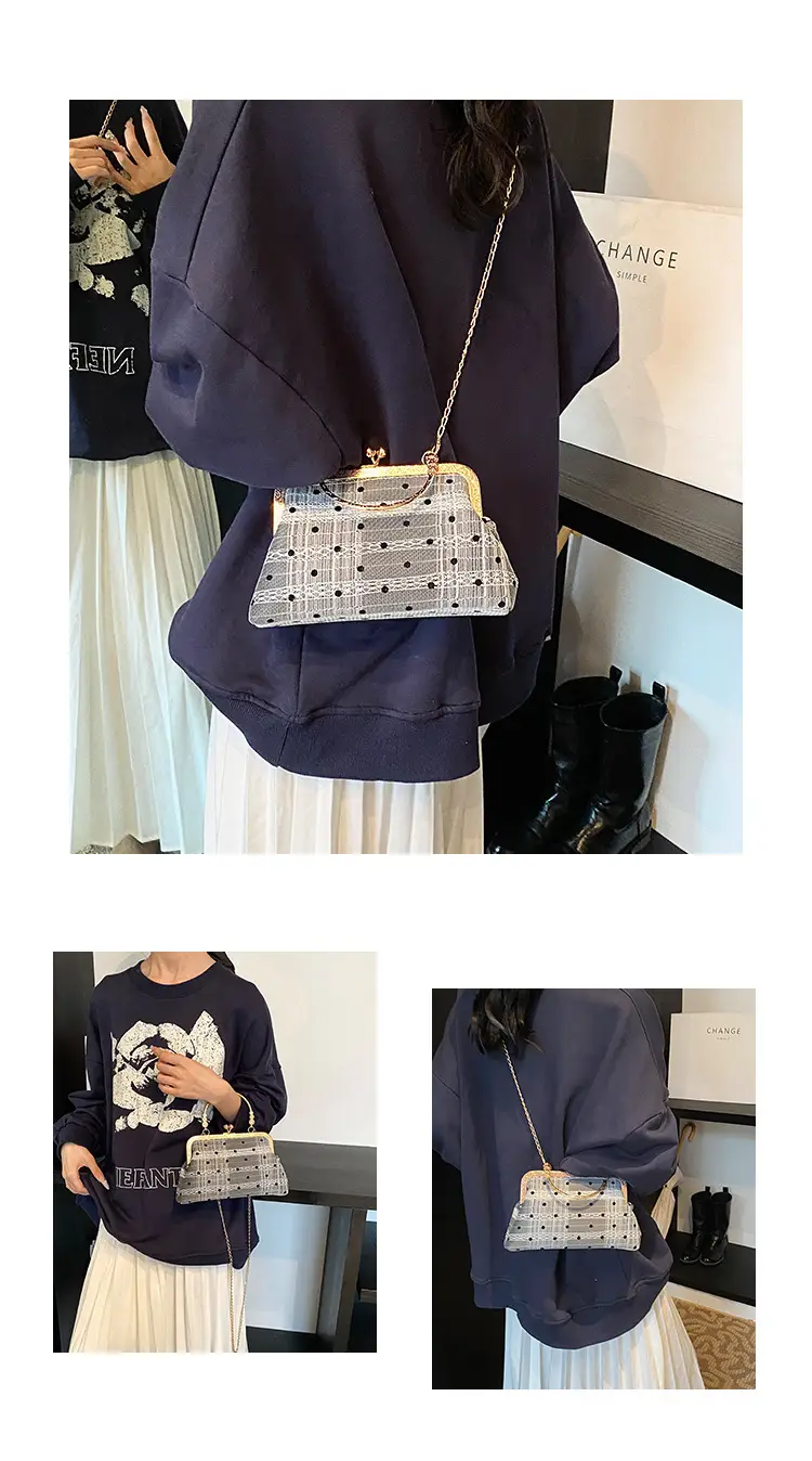 White Polka Dot Chain Crossbody Bag for Women — feature 6