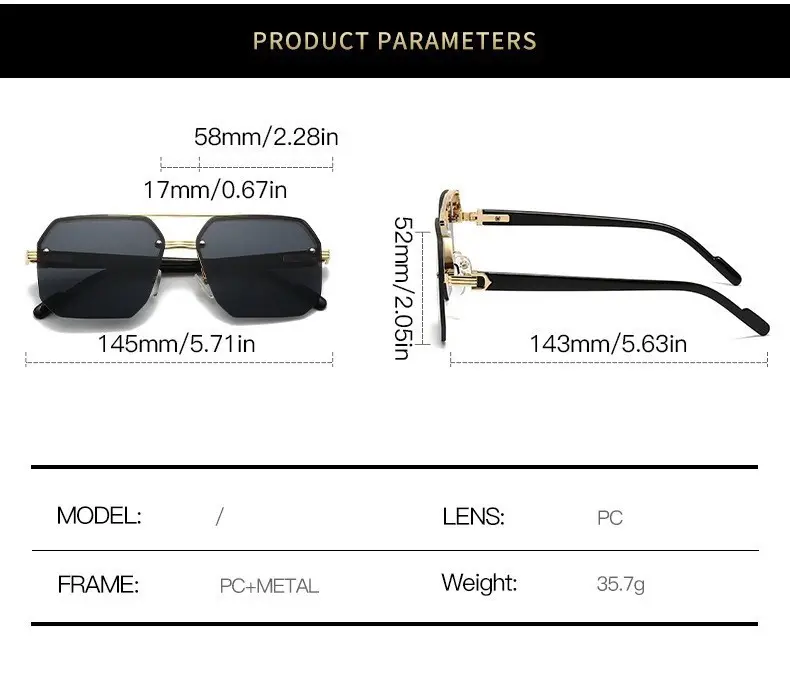 2026 Square Aviator Sunglasses European American Style β feature 10