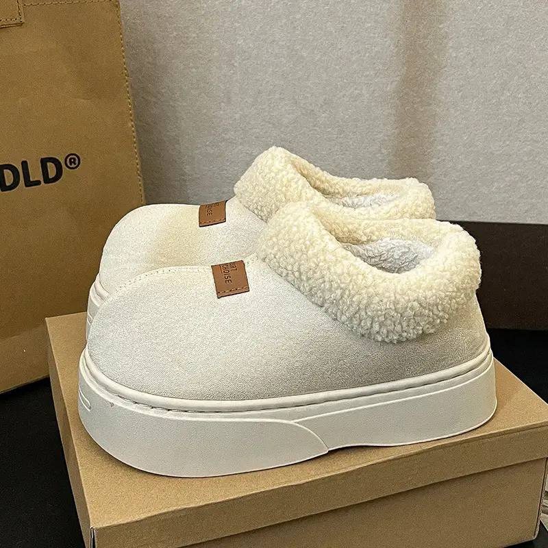 Nanbo Wan Bag-heel Cotton Slippers Women's Winter Warm Thick-soled Moon Shoes Home and Outfit All-inclusive fleece-lined Thick Cotton Shoes - Image 2