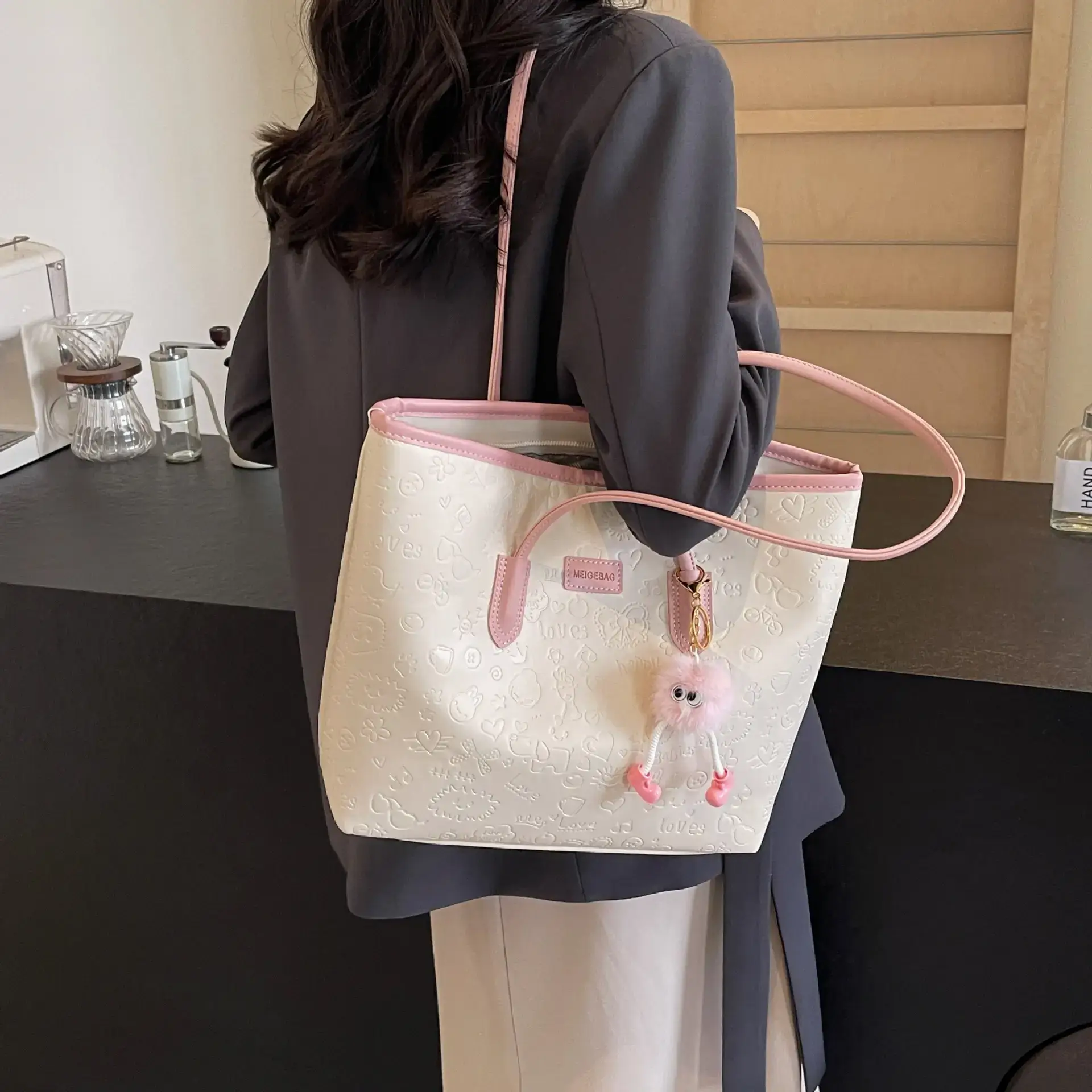 Women's Large Capacity Tote Bag with Cute Charm — feature 21