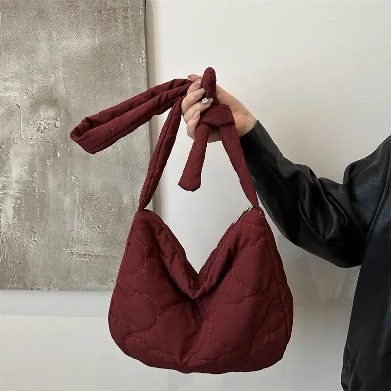Korean Rhombic Puffer Shoulder Bag Olive Green - Image 7